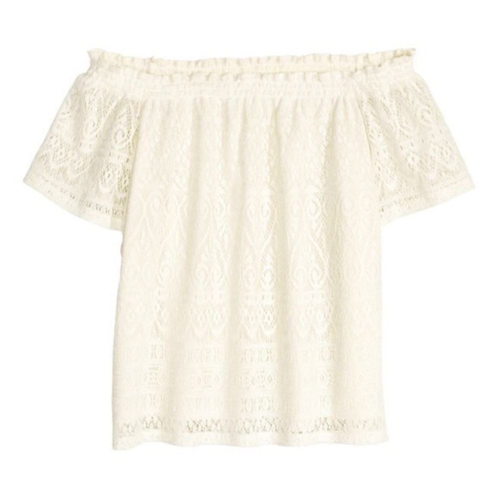 H&M Lace Off-the-Shoulder White/Cream Top